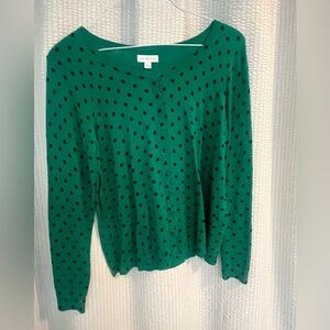 Kim Rogers Green Polka Dot Sweater